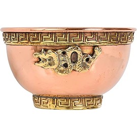 Tibetan Dragon Copper Offering Bowl 3", Great for Altar use, Ritual use, Incense Burner, smudging Bowl, Decoration Bowl, offering Bowl - New Age Imports, Inc. (Tibetan Dragon)