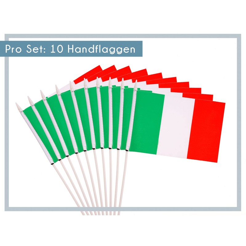 PHENO FLAGS Italy Hand Flag, Set of 10 - Small