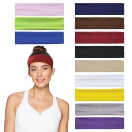 Iridsmole 5cm Wide Headbands for Women Men, 12pcs Stretchy Headbands for Women, Fashion Elastic Sports Hair Bands for Women’s Hair, Soft Fabric Stretchy Hair Bands for Makeup Yoga Running Sports