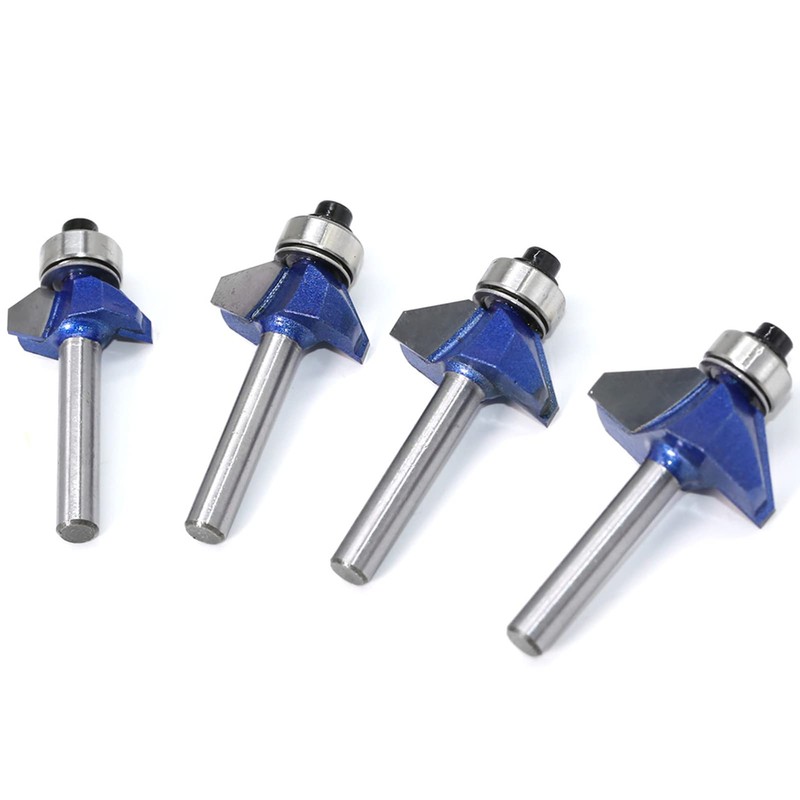 4 Pieces 6 mm Shank 45 Degree Chamfer Cutter Carbide