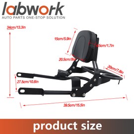labwork Backrest Sissy Bar with Luggage Rack Replacement for Bonneville T100 T120 Black 2016-2023