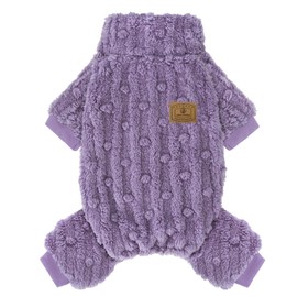 XPUDAC Dog Sweater, Dog Winter Clothes for Small Medium Dogs Girl Boy Ultra Soft and Warm Fleece Dog Pajamas for Winter Christmas(Purple-Large)