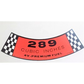Jim Osborn Ford, Mustang 289 4V Premium Fuel Engine Air Cleaner Decal $14.95 w/ship D1382