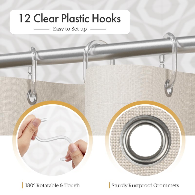 AmazerBath Boho Shower Curtain Set, Grey Shower Curtain with Tassels,