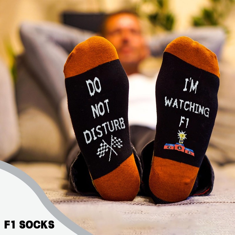3 Pack F1 Socks for Men, Novelty Cotton Formula 1