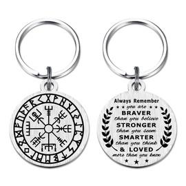 Richesele Viking Compass Keyring - Norse Mythology Gifts - Viking Nordic Compass Gift for Men Women - Vegvisir Keyring