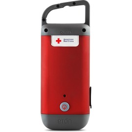 Eton American Red Cross Crank-Powered Clipray Clip-On Flashlight & Smartphone Charger, Solar Powered, Hand Crank, Cherry Red, Commitment to Preparedness