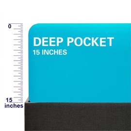 FLXXIE Extra Long Microfiber Fitted Sheet Double Bed Only Ultra Soft And Wrinkle Resistant Fade Shrink Resistant Deep Sheet Blue