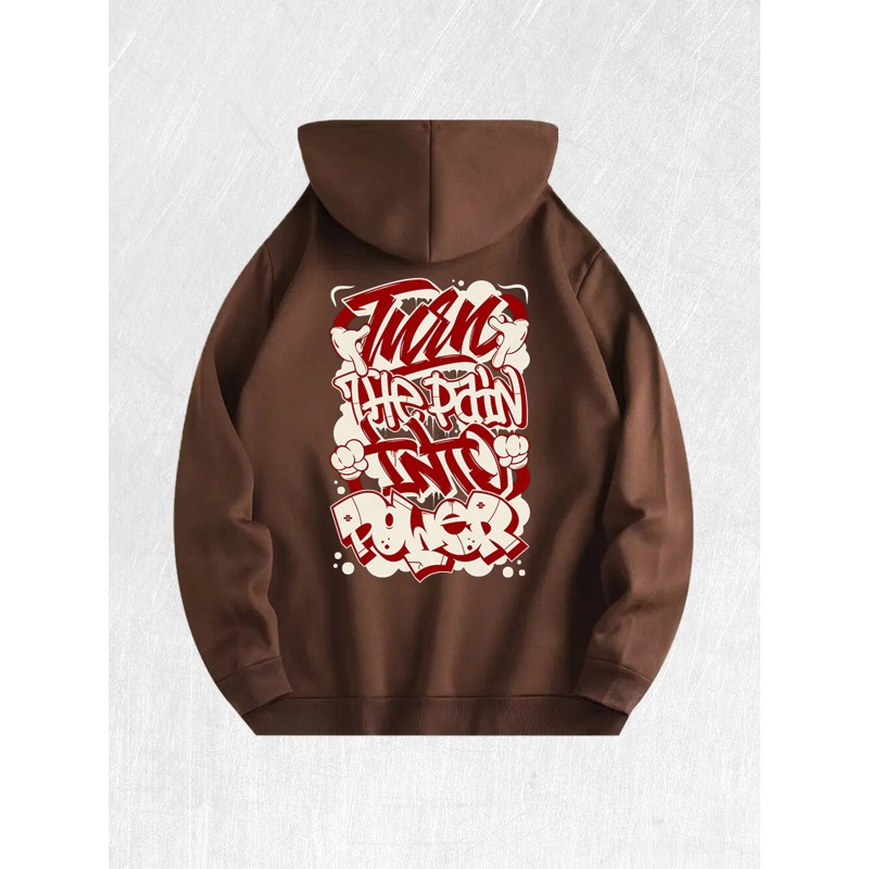 Graffiti "Turn Pain Into Power" Graphic Hoodie 100% Cotton US