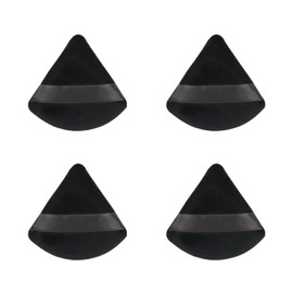 4 Pcs Powder Puff - Triangle Powder Puff Soft Powder Sponge with Strap - Reusable for Wet & Dry Use - Suitable for Foundation - Makeup Puff & Make up Sponges (Black)