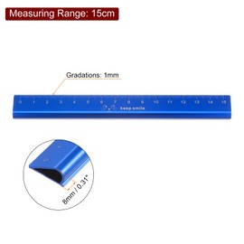 sourcing map Aluminum Hollow Scale Ruler 15cm Metric Triangular Metal Straight Ruler Engineer Architect Scale Ruler Measuring Tool for Measure Drawing Office Classroom, Blue