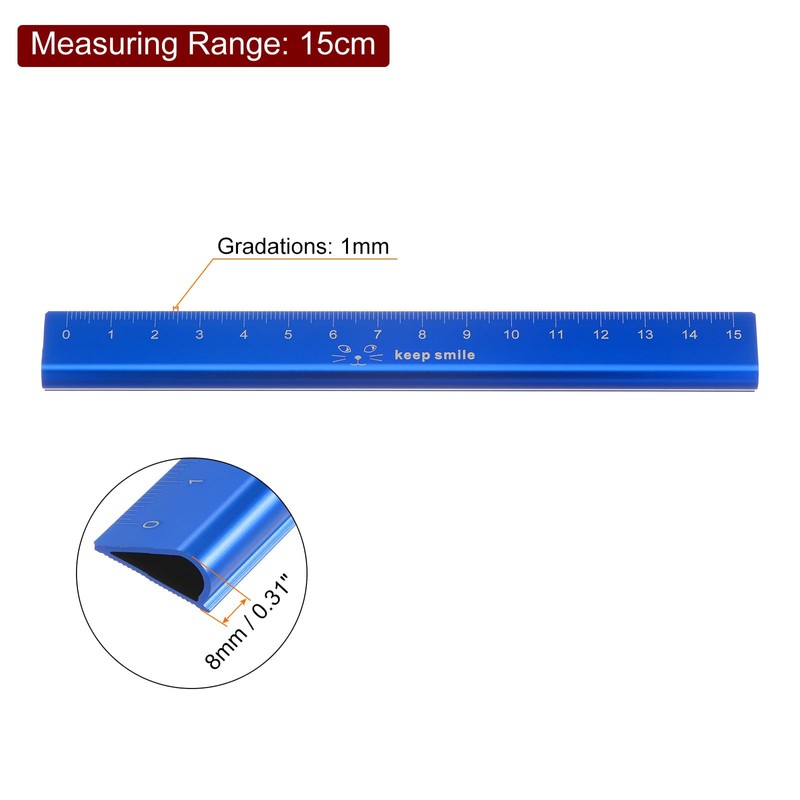 sourcing map Aluminum Hollow Scale Ruler 15cm Metric Triangular Metal