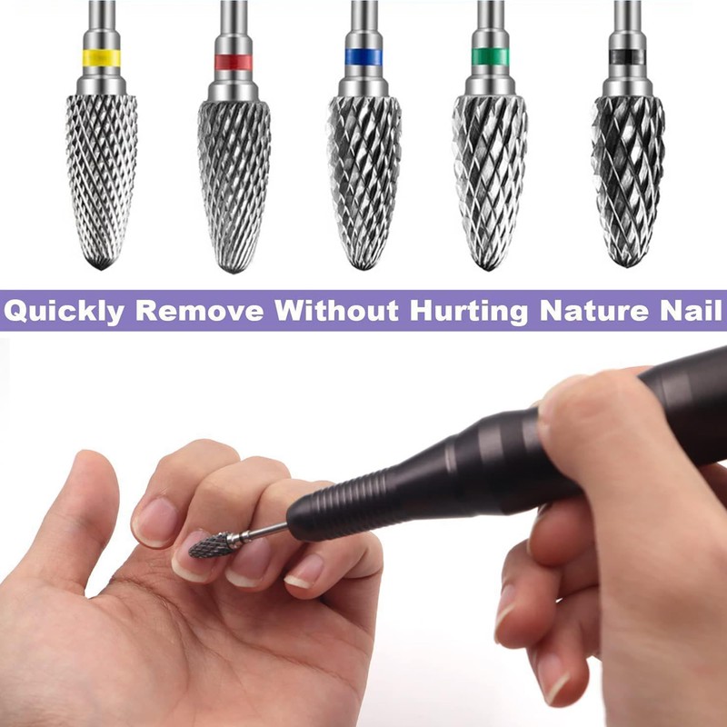 Pack of 5 Tungsten Carbide Nail File Bits, Nail Drill