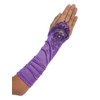 Satin Ruched Fingerless Gloves (Purple, 8-14)