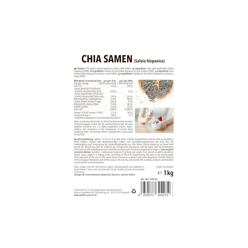 GOLDEN PEANUT GOLDEN PEANUT Premium Chia Samen 1 kg schwarz-wei?