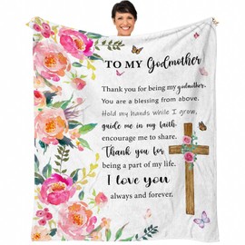 Godmother Gifts from Godchild, Godmother Christmas Birthday Gift, God Mother Xmas Gifts for Women, Christian Gifts for Godmother from Goddaughter or Godson, Baptism Gifts Throw Blanket 60 x 50 Inch