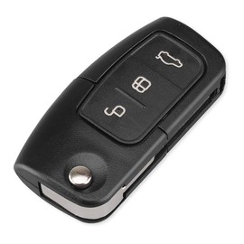 Kelay 3 Buttons Car Key Cover Flip Folding Replacement For F-o-r-d Focus Fiesta C-Max S-Max Kuga Mondeo MK4 Galaxy Remote Key (Uncut Blade, 1Pcs)