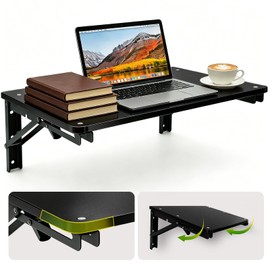 Wooden Folding Shelf Wall Mounted for Small Space, Fold Down Desk for Home