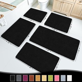 ATRUG Bathroom Rugs 24"x17", Black Extra Soft Absorbent Bath Mat, Rubber Backing Quick Dry, Machine Washable Microfiber Bath Rugs for Bathroom Floor, Shower, Bedroom, Tub