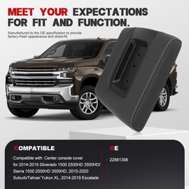 GNXFixt Front Seat Center Console Armrest Lid Black Compatible with 2014-2019 Silverado Suburban Tahoe Sierra Yukon XL Replaces 22881398