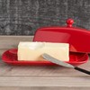 Now Designs Stoneware Rectangle Butter Dish with Lid, Red 4.5