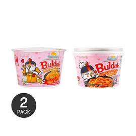 SAMYANG Buldak Ramen +Carbonara Topokki Spicy Chicken Cheese Flavor 10 oz【2 Packs】