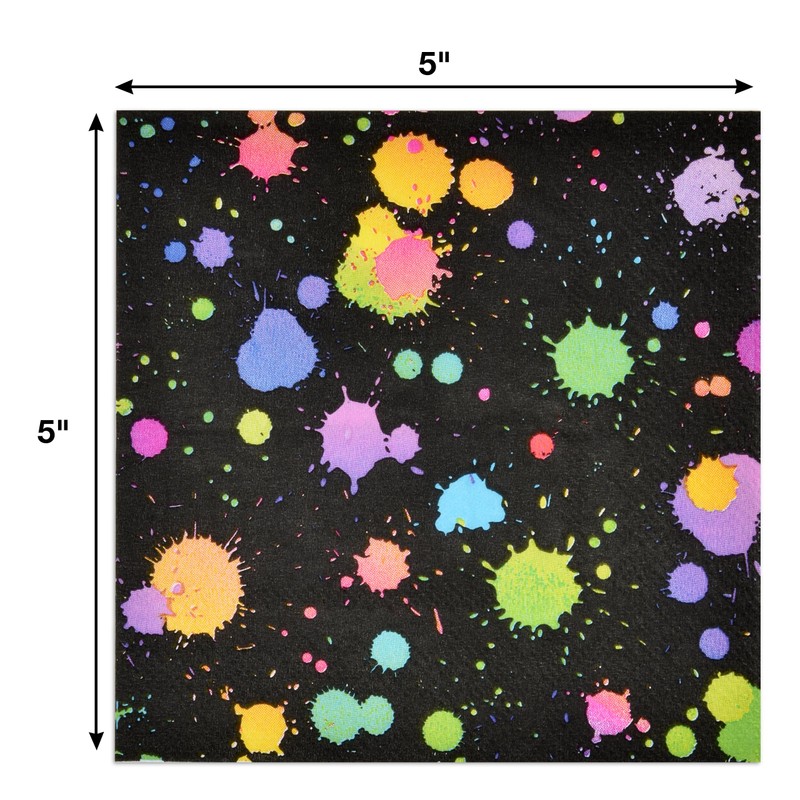 100 Glow Cocktail Napkins Neon Beverage Disposable Paper Colorful Party