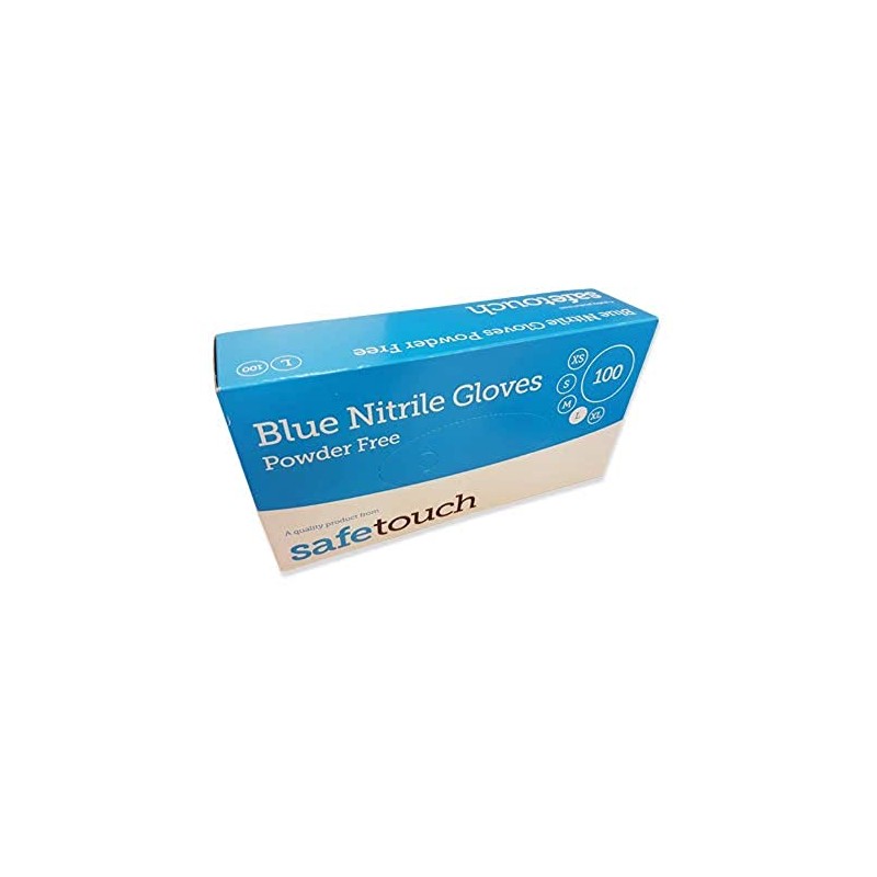 Safetouch 50000092 Nitrile Powder Free Disposable Gloves, Blue, Large Size,