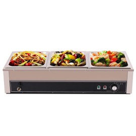 Electric Steam Table Food Warmer 3-Pan 1500W Bain Marie Buffet Warmer Portable Commercial Countertop Steam Table 3X 6.9Qt Stainless Steel Buffet Server and Warmer for Catering, Restaurants