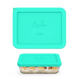Sophico 6 Cup Rectangle Silicone Storage Cover Lids Replacement for Pyrex 7211-PC Glass Bowls, Container not Included (Mint-1pack)