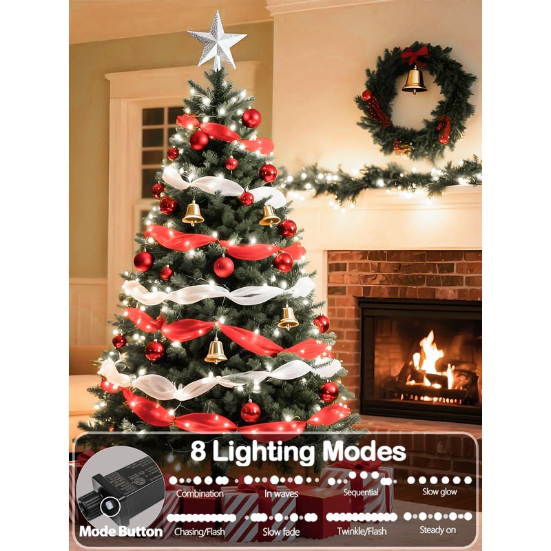YIQU White 82FT 200 LED Christmas String Lights Outdoor/Indoor (Extendable