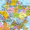 Upside Down World Political Map - 1:40m - Medium -