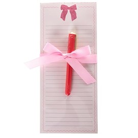 Graphique Bow Notepad with Pen, 100 Tear-Away Sheets for Grocery, Gifts & To-Do Lists, Writing Pad and Pen Set for Fridge, Kitchen, Office, Fun Gift