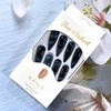 Dark Blue Almond Tip Press on Nails Extra Long Black