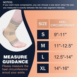 INDEEMAX Copper Ankle Brace for Women Men, Left and Right Foot Compression Support Sleeve Ankle Wrap Socks for Plantar Fasciitis, Sprained, Football, Running (Skin Silver, Large)