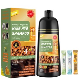 ZENITHGLO Dark Brown Hair Dye Shampoo 3 in 1 for Women & Men 100% Gray Hair Coverage - Herbal Ingredients Natural Plant Hair Color - Hair Dye in Minutes 17.6 Fl Oz