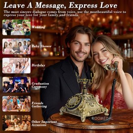 ROOMEDAL Audio Guest Book Wedding Phone, Vintage Audio GuestBook, Record Guest Messages for Weddings & Special Events, Customized Audio Keepsake for Memorable Occasions (Bronze)