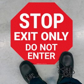 Stop Exit Only Do Not Enter 10x10 inches, Floor Decal Anti-Slip Adhesive Floor Sign Made in USA
