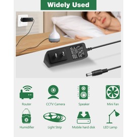 5pcs, JOVNO 12V 1A Power Supply, 100-240V AC to DC 12volt 1amp 12W Adapter 700mA 500mA 400mA Power Cord with 5.5x2.5mm Tip for LED Light Strips, Security Camera System, CCTV, Routers, Speakers, Fans