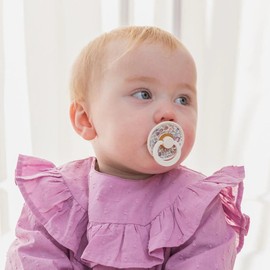 Bibs Round Natural Dummy Pacifier - Liberty Collection - Eloise/Sage, Size 2 (6+ m)