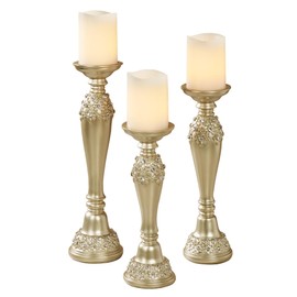 Rya Gem Candleholders Champagne Gold Set of Three