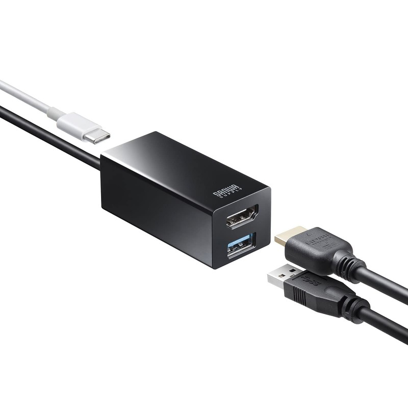 Sanwa Supply USB to 3TCH35BK HDMI Converter Adapter with USB