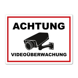 Strobo Achtung Videoüberwachung Sign, 20 x 30 cm, Made From Sturdy PVC Hard Foam Board, 3 mm, ‘This Area Is Monitored’ Sign With UV Protection