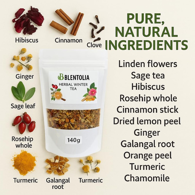 Blentolia Herbal Winter Tea – Caffeine-Free Loose Herbal Blend –