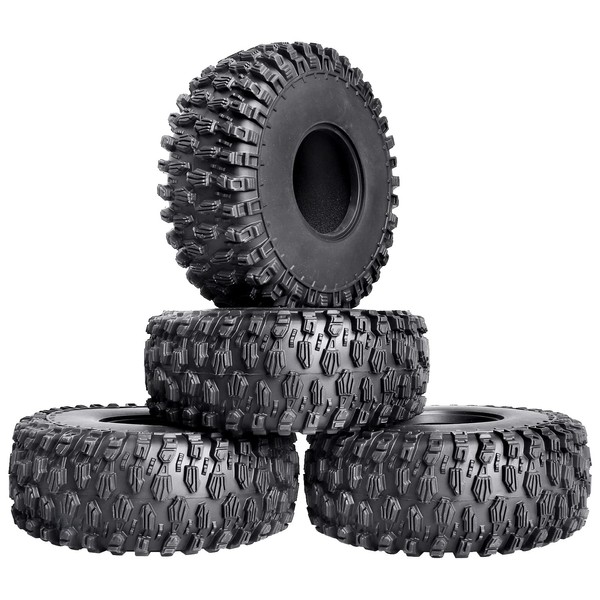 HobbyPark 4pcs RC 2.2" Crawler Tires Mud Terrain Super Grip Soft Height 144mm 5.67 inch fit 2.2 Beadlock Wheels Compatible with TRX4 Sport Redcat Everest 10 Axial RBX10 Ryft 4WD Capra 4WS w/Foam