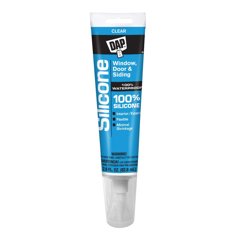 DAP 100% Silicone Rubber Window, Door, and Siding Sealant, Clear,