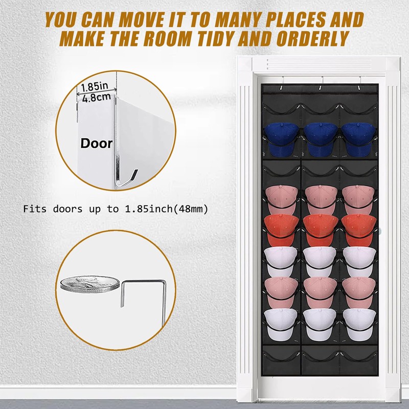 Dulamet Baseball Cap Holder Foldable Cap Holder Wall with 27