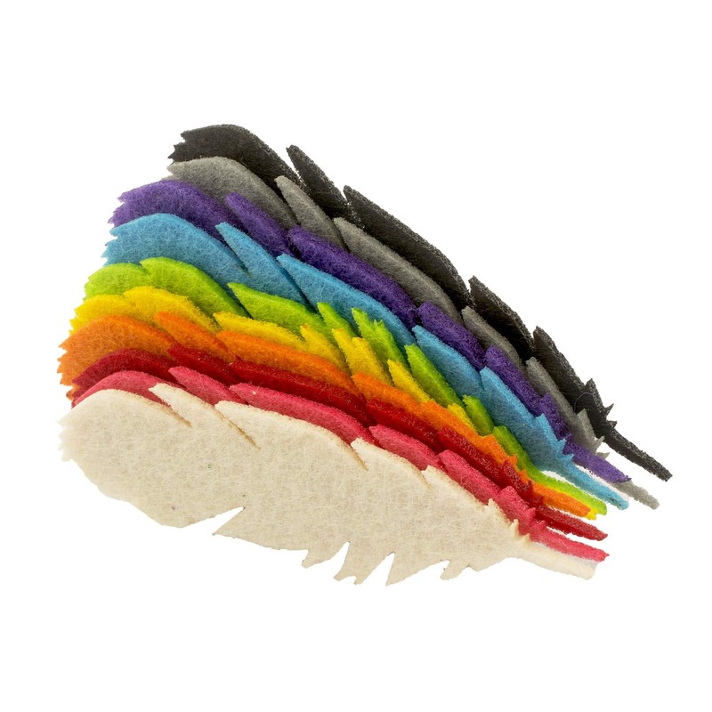 Summer-Ray 50pcs Mixed Color Felt Feather Laser Cut Embellishment Value