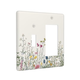 CZRPKEN Decorative Outlet Covers Farmhouse Wildflower Floral Rustic Watercolor Flower Plant 2-Gang 1-Gang Wall Plate Cover Single Toggle/Rocker Combination Light Switch Cover Plate