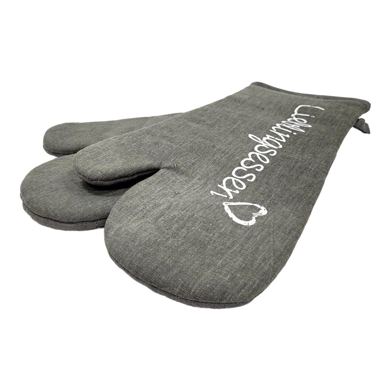 BUSDUGA 4357 Set of 2 Oven Gloves Lieblingsessen in Grey